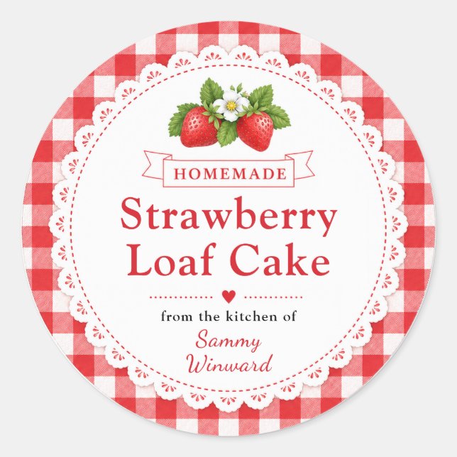 Homemade Strawberry Loaf Cake Label (Front)