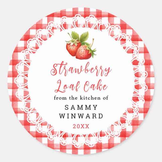 Homemade Strawberry Loaf Cake Label (Front)