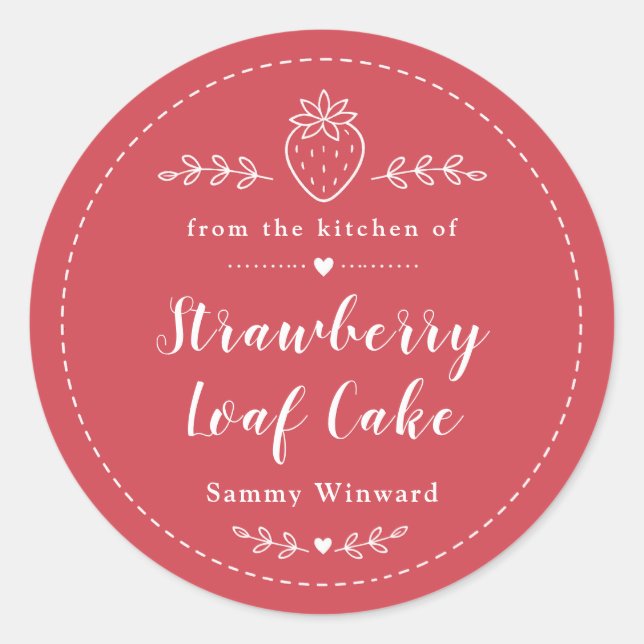 Homemade Strawberry Loaf Cake Label (Front)
