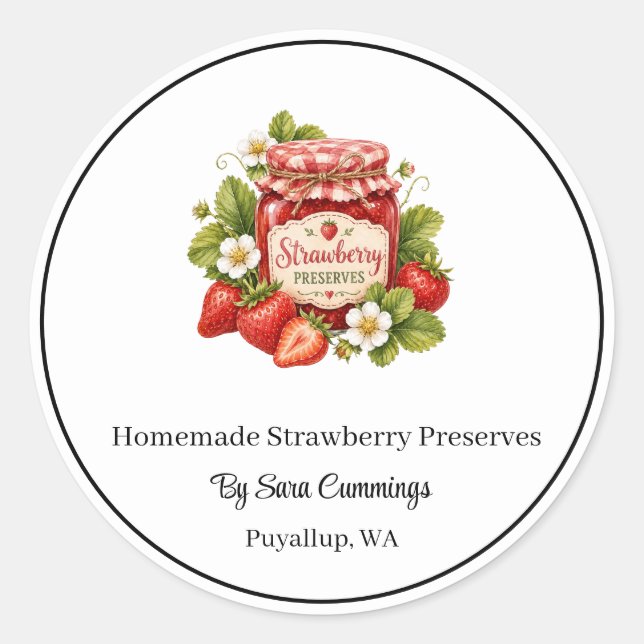 Homemade Strawberry Preserves Stickers (Front)