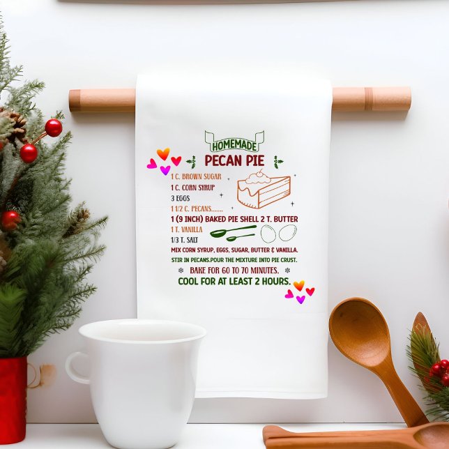 Homemade Sweet Pecan  pie Recipe Christmas Gift Tea Towel (Creator Uploaded)