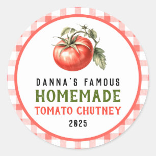 Homemade Tomato Chutney with red tomato farm look Classic Round Sticker