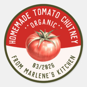 Homemade tomato chutney with two colours classic round sticker