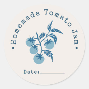 Homemade Tomato Jam Canning Date Dusty Cerulean Classic Round Sticker