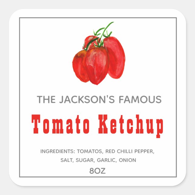 Homemade Tomato Ketchup | Sauce  Label (Front)