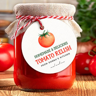 Homemade Tomato Relish label with red tomato