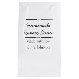 Homemade tomato sauce made with love add name text small gift bag