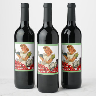 Homemade Tomato Wine Retro Cool Busy Lady kitchen Label