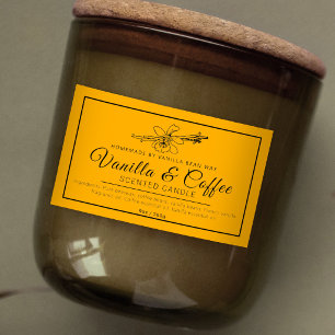 Homemade vanilla amber black ingredients candle rectangular sticker