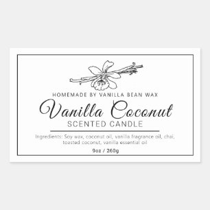 Homemade vanilla coconut mono ingredients candle rectangular sticker