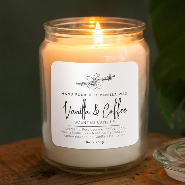 Homemade vanilla coffee candle white ingredients square sticker (Creator Uploaded)