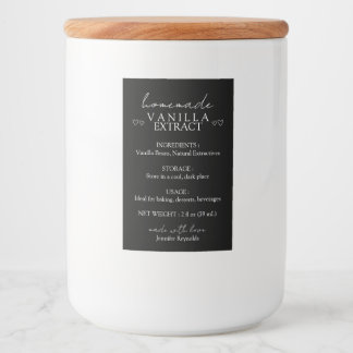 Homemade Vanilla Extract Instruction black Food Label