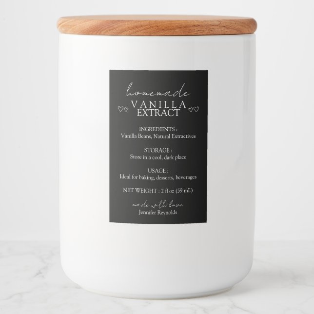 Homemade Vanilla Extract Instruction black Food Label (Front)