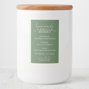 Homemade Vanilla Extract Instruction green Food Label