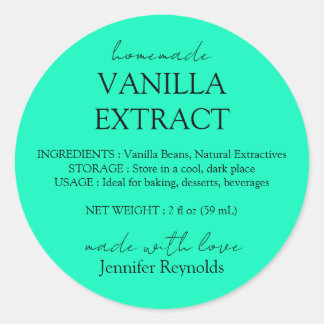 Homemade Vanilla Extract neon green Instructions Classic Round Sticker