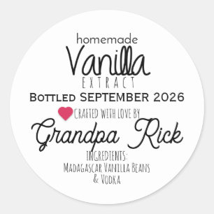 Homemade Vanilla Extract Personalised Bottling Dat Classic Round Sticker