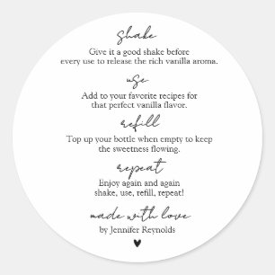 Homemade Vanilla Extract Shake Use Refill Repeat Classic Round Sticker
