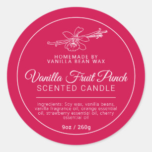 Homemade vanilla fruit punch candle ingredients classic round sticker