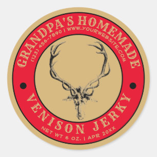 Homemade Venison Jerky Template Classic Round Sticker