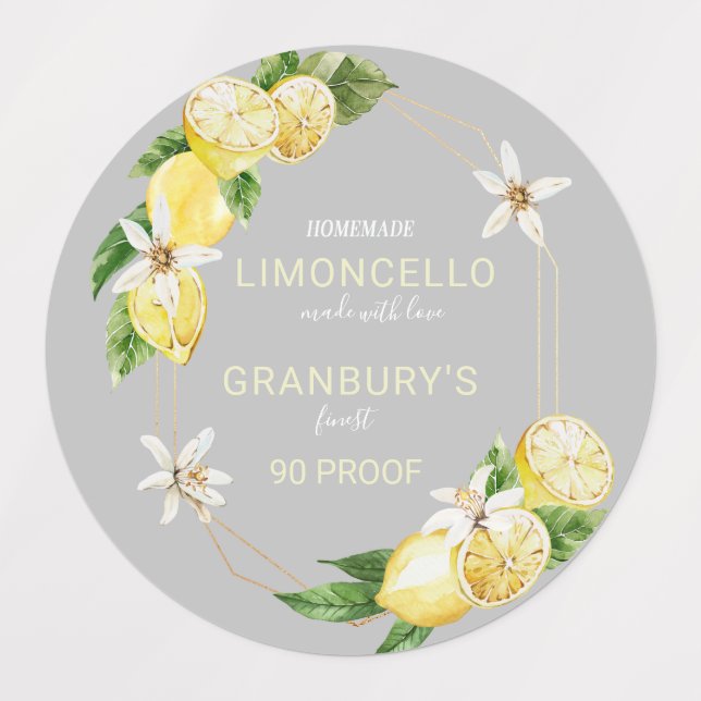 Homemade Watercolor Limoncello Curd Labels (Design 1)