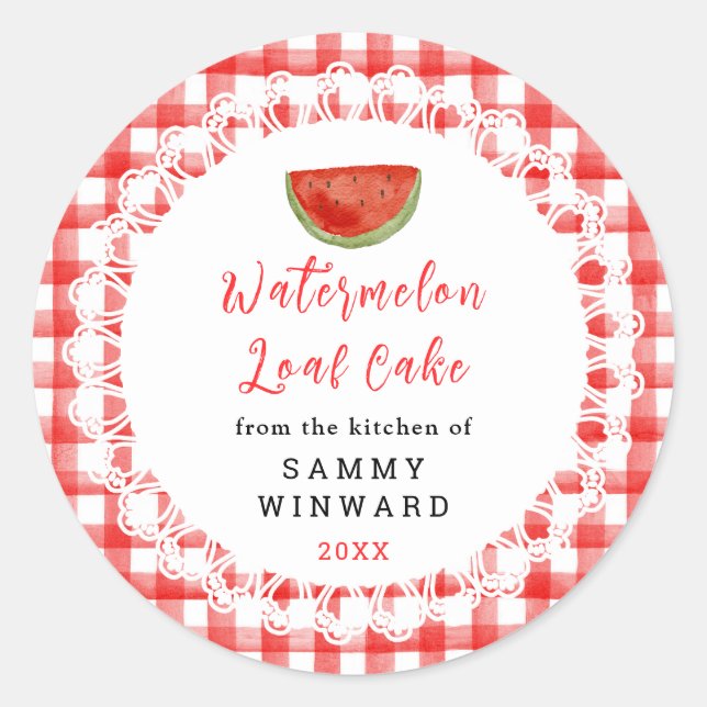 Homemade Watermelon Loaf Cake Label (Front)