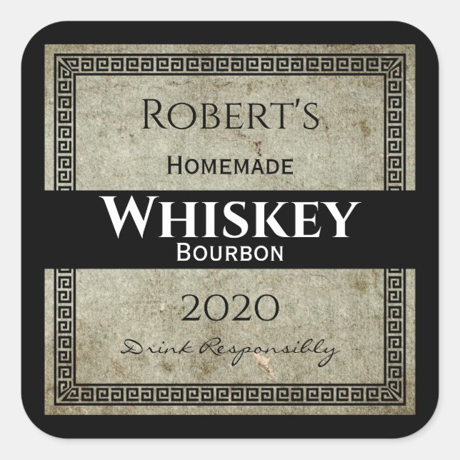 Homemade Whiskey Personalised Square Sticker (Front)