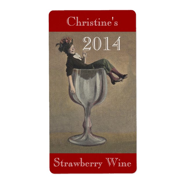 Homemade Wine Antique Fun Lady Labels Personalise (Front)