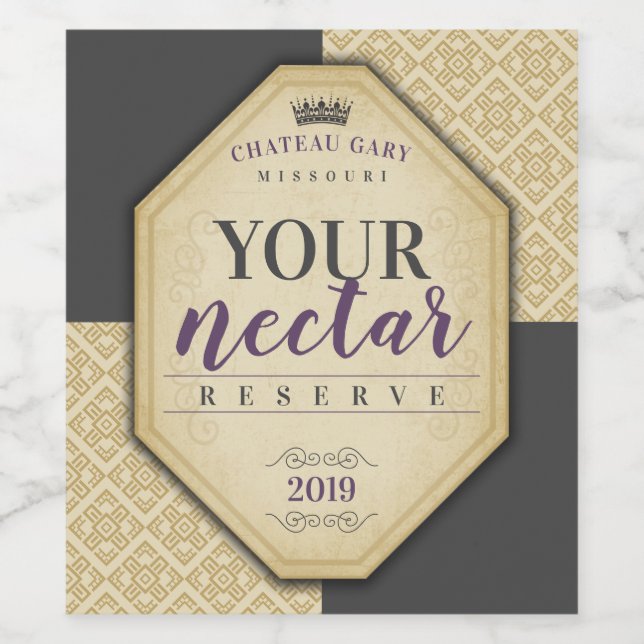 Homemade wine personalised label damask ornate (Single Label)