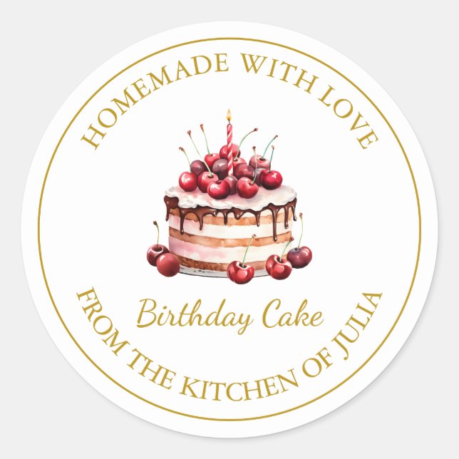 Homemade with love Birthday Cake Label | White (Front)