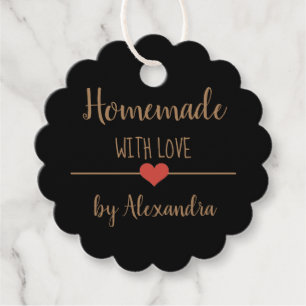 Homemade with love black and gold script favour tags