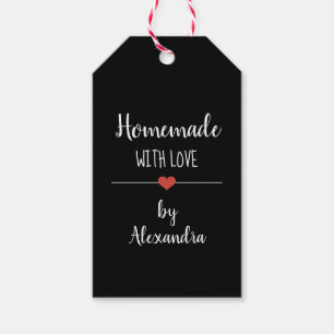 Homemade with love black script name gift tags
