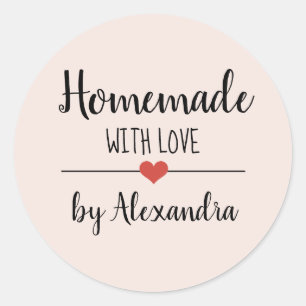Homemade with love blush pink script custom classic round sticker