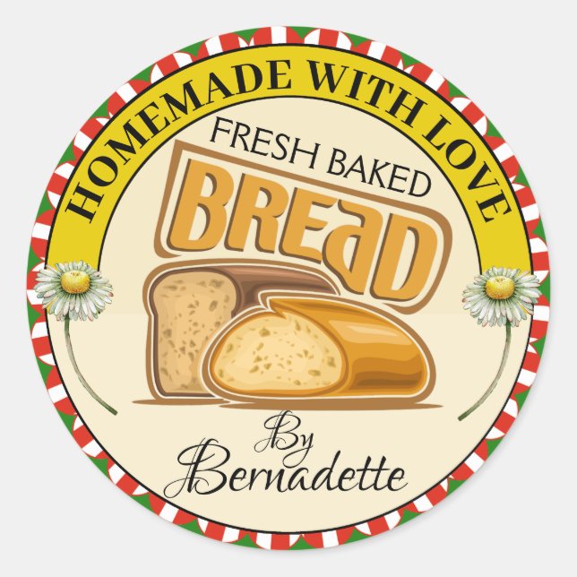Homemade With Love Bread Classic Round Sticker (Front)