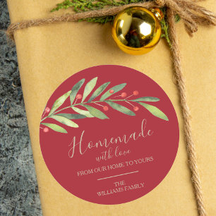 Homemade with Love Christmas Classic Round Sticker
