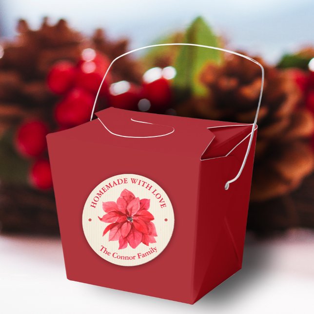 Homemade With Love Christmas Floral SMALL Classic Round Sticker (Sheet of 20 1-1/2" stickers personalized with your details (box sold separately.
))