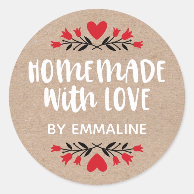 Homemade With Love Classic Round Sticker (Front)