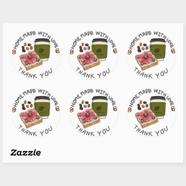 Homemade with love classic round sticker (Sheet)