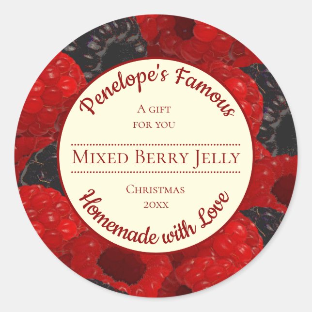 Homemade with Love Custom Mixed Berry Jelly Label (Front)