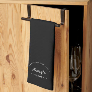 Homemade With Love Custom Name Kitchen Black Tea Towel