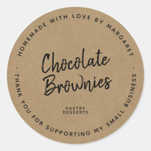 Homemade With Love Dessert Kraft Paper Classic Round Sticker