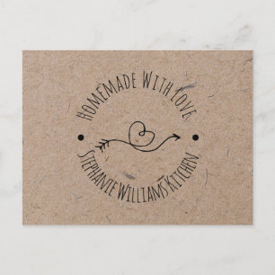 Homemade with Love Faux Kraft Paper Heart Arrow Postcard