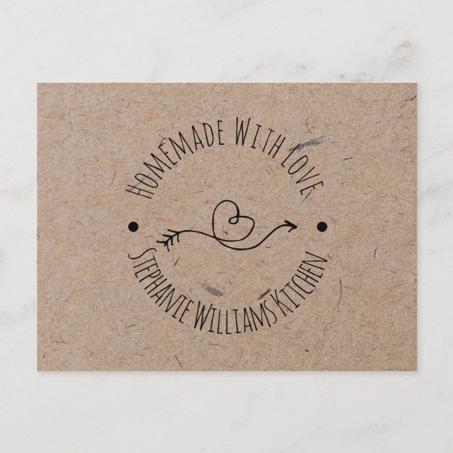 Homemade with Love | Faux Kraft Paper| Heart Arrow Postcard (Front)