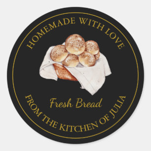 Homemade with love Fresh Bread  Label   Black