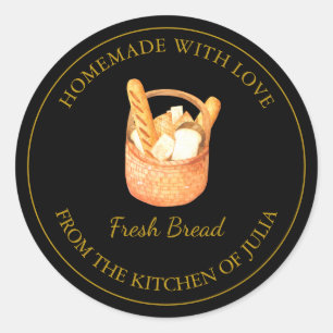 Homemade with love Fresh Bread  Label   Black