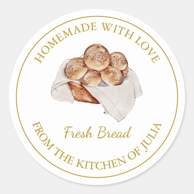 Homemade with love Fresh Bread  Label | White (Front)
