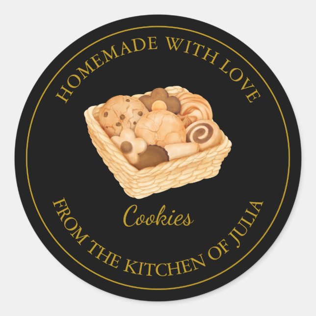 Homemade with love Fresh Cookies  Label | Black (Front)