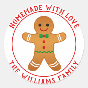 Homemade with Love - Gingerbread Man Christmas Classic Round Sticker