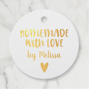 Homemade with love Gold Foil Favour Tag