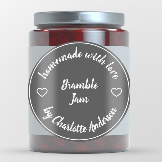 Homemade with Love | Heart Jam Chalk Black Modern Classic Round Sticker (Creator Uploaded)