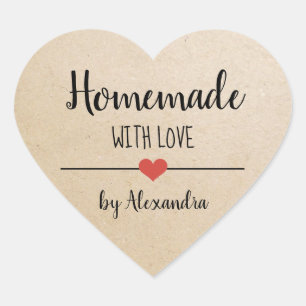 Homemade with love kraft custom   heart sticker